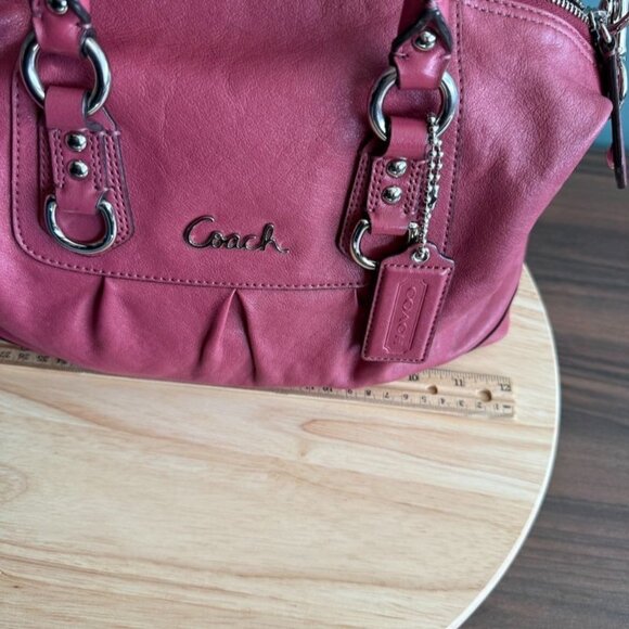 Coach F 15445 Ashley Leather Satchel Shoulder bag Handbag Pink Convertible Strap - Picture 13 of 14